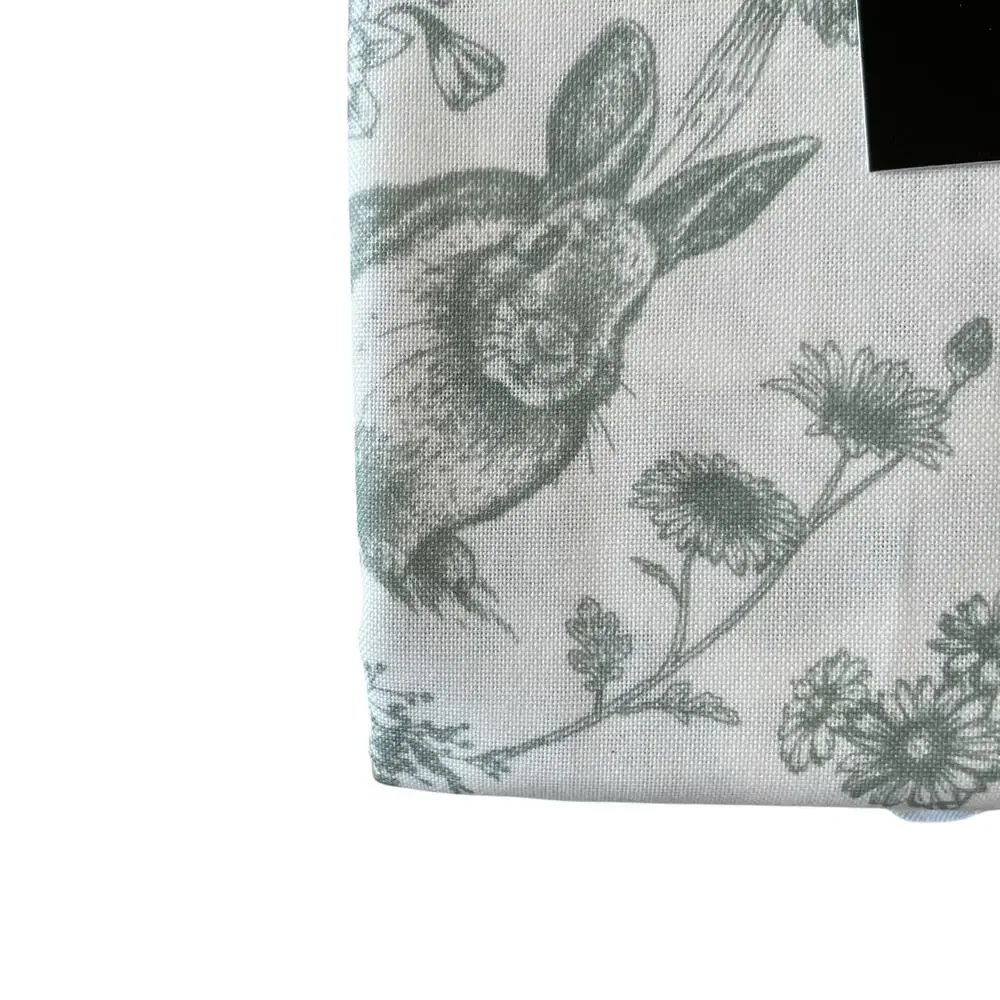 Tahari Floral Bunny Tablecloth 60x120 Sage Green & White Easter Decor NEW